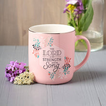 Load image into Gallery viewer, White/Pink Leaves The Lord is My Strength Mug