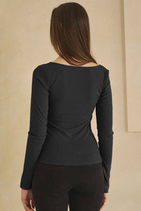 Ribbed Square Neck Top