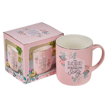 Load image into Gallery viewer, White/Pink Leaves The Lord is My Strength Mug