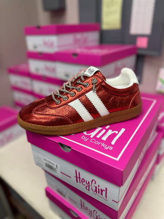 Corky's Heads Up Sneaker Red Metallic