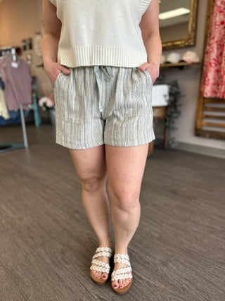 Sage Breeze Striped Shorts