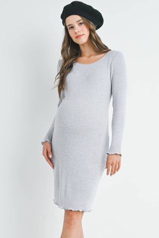 Teal Ribbed Long Sleeve Sweater Dress