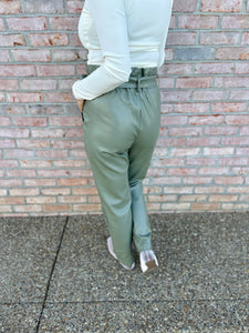 Olive Pleather Trouser