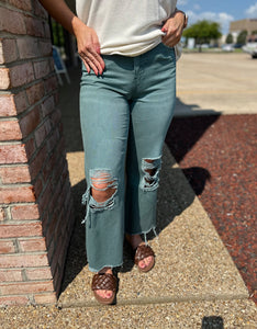 Soft Sage 90's Vintage Crop Flare