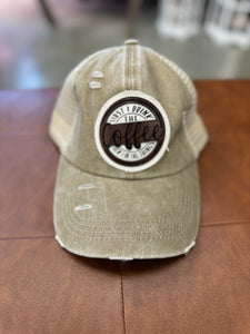 Genuine Leather First Coffee Ball Cap