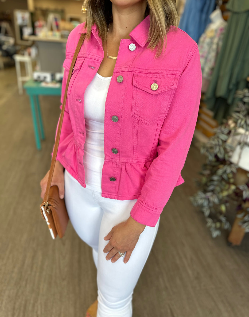 Peplum Hot Pink Jean Jacket