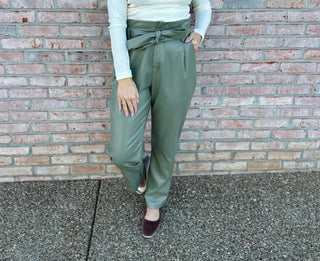 Olive Pleather Trouser