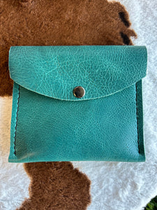 Genuine Leather Small Teal Wallet