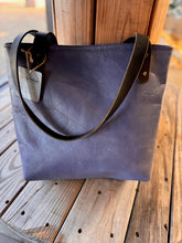 Load image into Gallery viewer, Genuine Leather Slate Blue Tote Bag