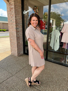 Canyon Drift Taupe Shirt Dress