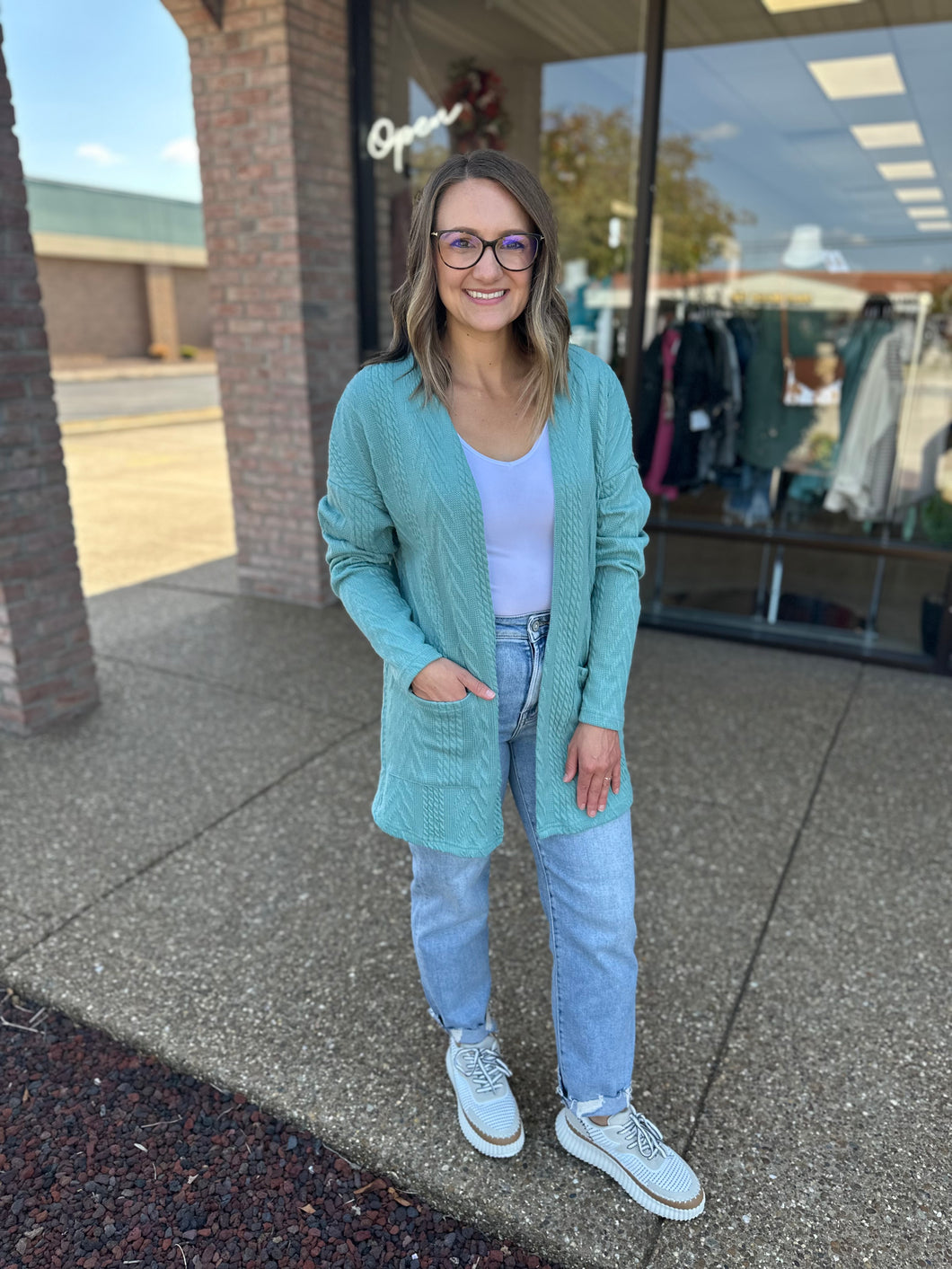 Tiffany Blue Textured Cardigan