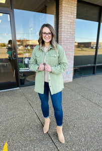 Pistachio Button Down Denim Jacket