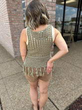 Load image into Gallery viewer, Olive Crochet Knit Fringe Hem Tank