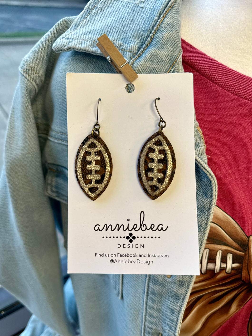 Metallic Football Earrings