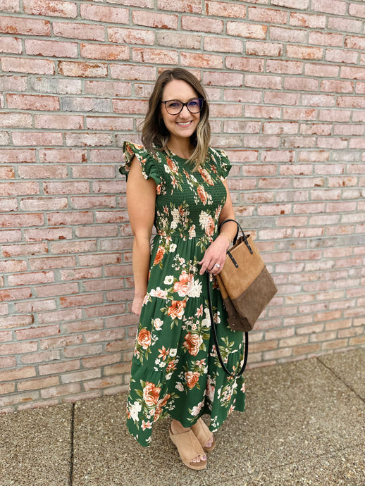 Forest Floral Midi Dress