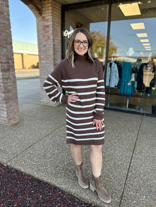 Chocolate Striped Sweater Dress