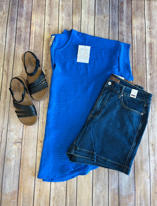 Elegance V Neck Blouse in Ocean Blue