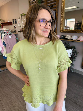 Whispering Willow Crochet Detail Top