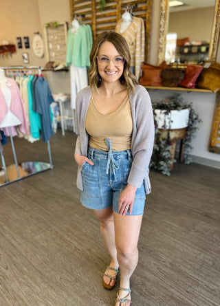 Medium Wash High Rise Shorts