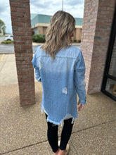 Load image into Gallery viewer, Light Wash Dist Long Jean Jacket