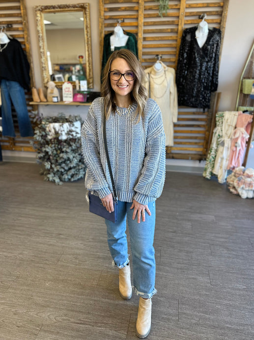 Dusty Blue Mix Cozy Knit Sweater