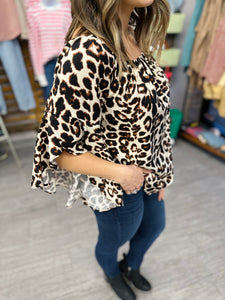 Off The Shoulder Leopard Blouse