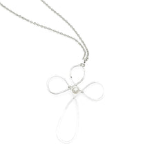 Load image into Gallery viewer, Believe Silver &amp; Pearl Cross Necklace