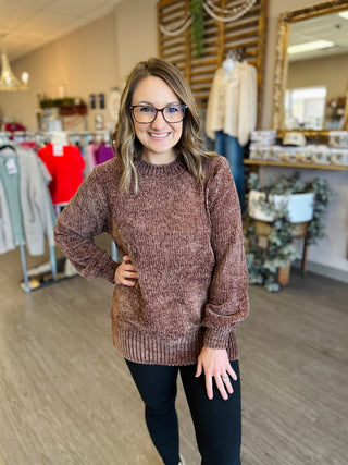 Snuggle Soft Chenille Sweater in Mocha