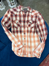 Load image into Gallery viewer, Orange Burst Distressed Flannel Small