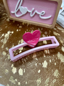 Pink Heart Design Hair Clip