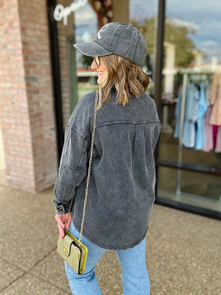 Vintage Charcoal Elbow Patch Shacket