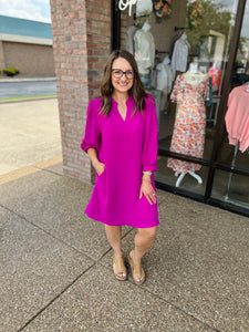 Berry Brilliance Puff Sleeve Dress