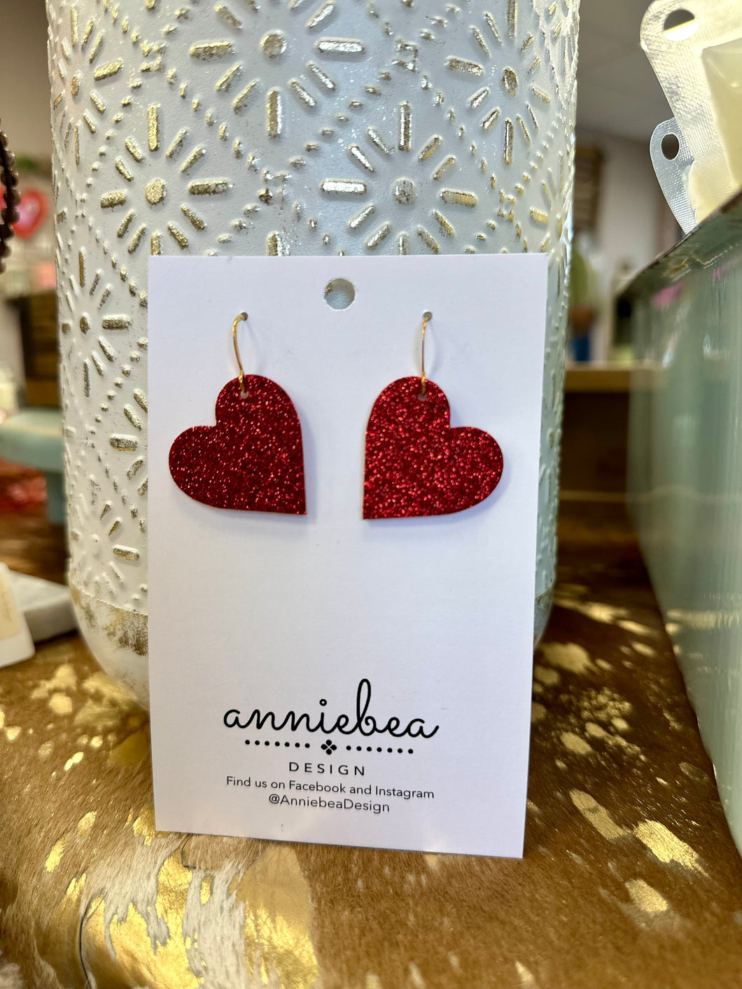 Red Sparkle Heart Earrings