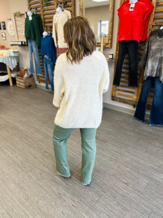 Ivory Fuzzy Knit Cardigan