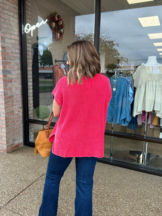 Falling For You Red Knit Sweater Top