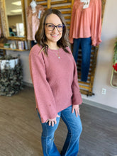 Load image into Gallery viewer, Dusty Rose Button Detail Ribbed Sweater Top