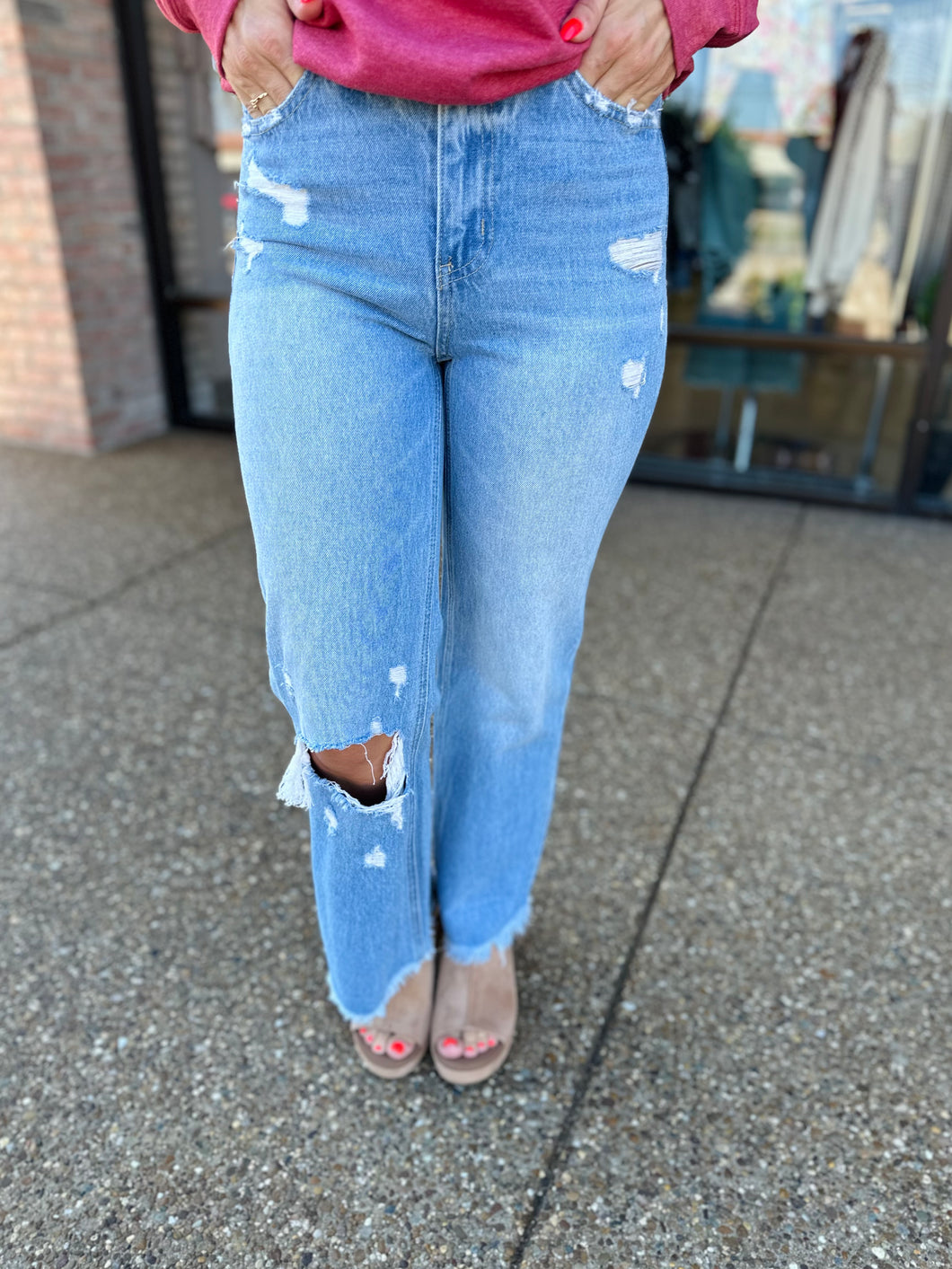 90's Vintage Ankle Flare Distressed
