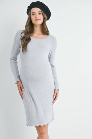 Teal Ribbed Long Sleeve Sweater Dress