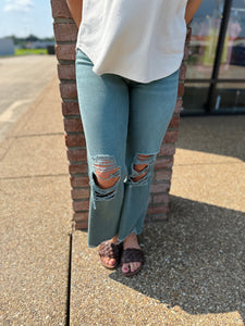 Soft Sage 90's Vintage Crop Flare