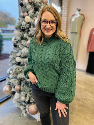 Hunter Green Cable Knit Sweater