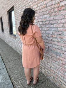 Melon Button Down Mini Dress