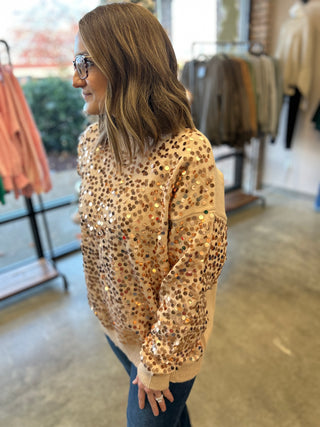 Golden Glimmer Sequin Sweater