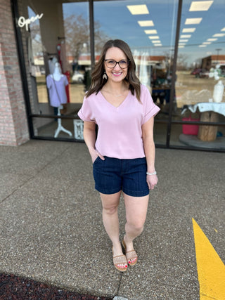 Timeless Blush V Neck Blouse
