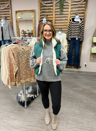 Double Take Cropped Reversible Vest