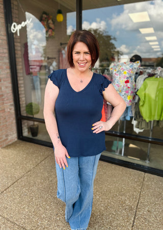 Sapphire Flutter Sleeve Top