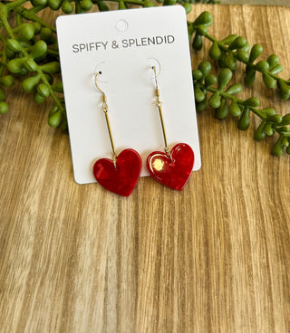 Mina Red Heart 18K Gold Plated Earrings