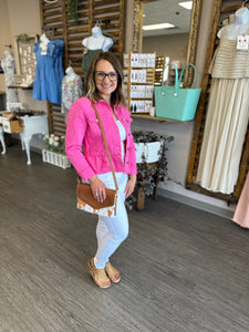 Peplum Hot Pink Jean Jacket