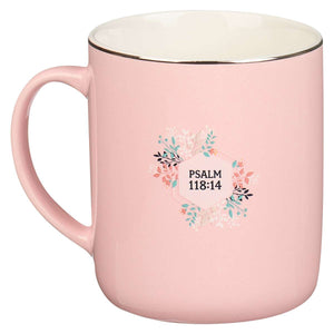 White/Pink Leaves The Lord is My Strength Mug