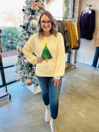 Ivory Evergreen Sparkle Sweater