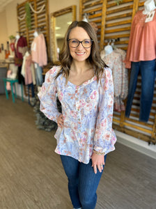 Lilac Floral Chiffon Blouse